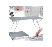 tectake® Table Pliante de Pique Nique Table de Camping Pliante Aluminium INOX, Tables Pliantes Brocante, Réglable en Hauteur, Poignée Transport, idéal Buffet, Anniversaire, Fête, Mariage, 180x70x70cm