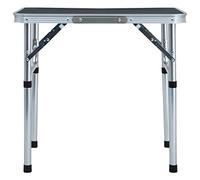 Table de camping pliable en aluminium gris 60 x 45 cm compacte et légère avec poignée de transport pour extérieur, jardin, pique-nique, camping et trekking, peu encombrant, robuste