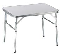 Table De Camping Pliable - Légère - Hauteur Réglable De 25 À 59cm - Plateau 75 X 55 Cm - Aluminium/Mdf - Blanc Gris