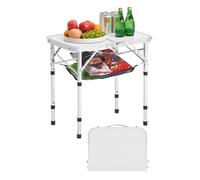 Table de Camping Pliante 60x40 cm-VEVOR-Table d'Appoint Portable-Couche en Maille et Poignée de Transport-en Aluminium MDF-Argent