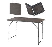 [en.casa] Table de Camping Pliante à Hauteur Réglable avec Plateau Rectangulaire pour Pique-Nique Jardin Terrasse Balcon Patio Extérieur Métal Plastique HDPE 120 x 60 cm Effet Bois