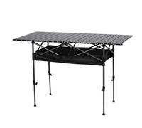 Table de camping pliante Altsuceser avec hauteur réglable, table de pique-nique portable en aluminium, noir, 120 cm x 55 cm x 50-80 cm