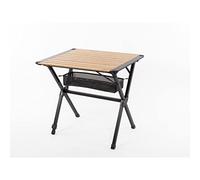 Table de camping pliante en bambou 80 x 60 cm - En aluminium - Avec filet
