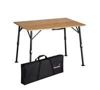 Table de Camping Pliante en Bambou et Aluminium Skandika Tobro - 100 × 72 x 70 cm - Hauteur réglable - Robuste - Sac de transport