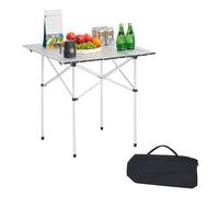 VEVOR Table de Camping Pliante et Enroulable 70x70 cm, Table d'Appoint Portable avec Sac de Transport, en Aluminium, pour Cuisine en Plein Air, Soirée, Barbecue, Pique-nique et Voyage, Argentée