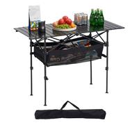 VEVOR Table de Camping Pliante et Enroulable de 120x55 cm, Table d'Appoint Portable en Aluminium, avec Hauteur Réglable et Grand Sac de Transport, pour Cuisine en Plein Air, Pique-nique, Noir