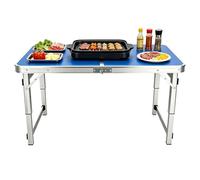 Table de camping pliante et robuste avec poignée de transport | Établi de préparation pliable, table de travail commerciale, tables d'événements barbecue en plein air plage panique(Bleu,70cm)