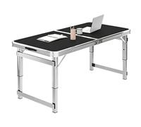 Table de camping pliante et robuste avec poignée de transport | Établi de préparation pliable, table de travail commerciale, tables d'événements barbecue en plein air plage panique(Noir,4.9ft/150cm)