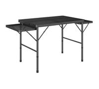 Table de camping pliante portable hauteur réglable 2 étagères piètement alu maille métal noir