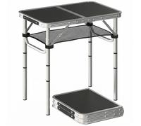 Table de camping pliante - Outsunny - 4 hauteurs réglables - rangement en filet, poignée - aluminium - 60 x 40 x 60 cm - noir