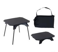 Table de camping pliante portable en plastique 47,5 x 37 x 40,5 cm avec pieds en aluminium réglable en hauteur pour barbecue, voyage (noir)