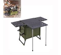 Table de camping pliante portable pour 2 à 4 personnes - Légère, compacte et pratique pour les pique-niques, les barbecues, la plage, le camping et la cuisine en plein air - Rangement inclus