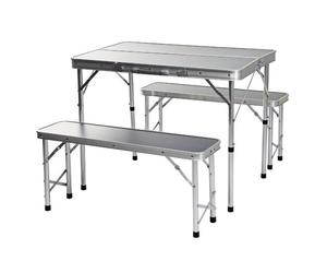 Table de camping pliante - REDCLIFFS KO-CM4100110 - 1 table + 2 bancs - Imperméable - Aluminium durable