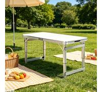Table de camping pliante, table utilitaire 70-180cm pliable avec hauteur réglable table grill portable robuste fête, repas, mariage, événements, pique-nique intérieur extérieur camping(Blanc,70cm)