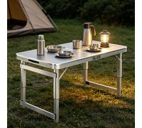 Table de camping pliante, table utilitaire 70-180cm pliable avec hauteur réglable table grill portable robuste fête, repas, mariage, événements, pique-nique intérieur extérieur camping(Gray,70cm)