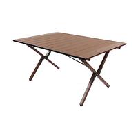 Table de camping portable, 89 x 57 cm, cadre en aluminium léger, grain de bois, table de pique-nique, barbecue, bureau pliable, facile à transporter, parfaite pour les activités de plein air.