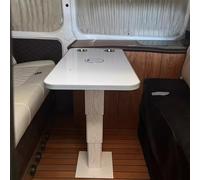 Table de camping robuste avec cadre télescopique, dessus amovible, hauteur réglable, supporte jusqu'à 100 kg, idéale pour les aventures en plein air