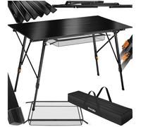 Table de camping - TECTAKE - Table BASTIAN pliable en aluminium résistante intempéries réglable en hauteur 120x70,5x58-79cm - Noir