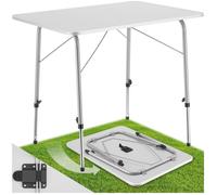 Table de camping - TECTAKE - Table JULIAN pliable et compacte avec pieds téléscopiques, en aluminium, 80 x 60 x 68 cm - Gris