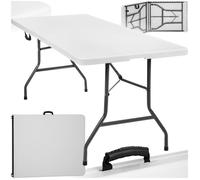 Table de camping - TECTAKE - Table pliable avec sangle de transport incluse et pieds antidérapants 183 x 76 x 74 cm - Blanc