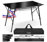 Table de camping - TECTAKE - Table TINA pliable en aluminium réglable en hauteur 90 x 52 x 47 - 70 cm sac de transport inclus - Noir