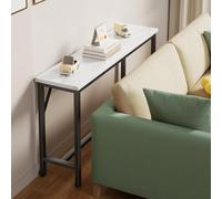 Table de canapé de Salon,Sideboard de Console d'écart étroit,Table Basse | à Glisser Derrière Le Canapé,économiser de l'espace,Montage Facile,pour petits espaces-Motif en marbre blanc80×20×75