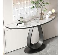 Table de Canapé Étroite pour Salon, Table Console avec Base Géométrique, Console D'entrée de Couloir Industrielle, Console Meuble pour Salon Entrée Couloir(Black,120cm/47.2in)