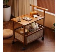 Table de canapé roulante, étagère de rangement en bois massif, table basse mobile sur roulettes, table d'appoint polyvalente pour salon et chambre à coucher