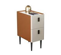 Table de chambre à coucher minimaliste minimaliste moderne légère luxe petite taille étroite petite table de chevet en cuir blanc