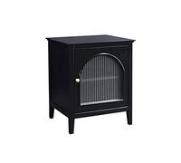 Table de chambre à coucher Table de chevet rétro Table de chevet de luxe Simple Moderne Table de chevet Chambre à coucher Petit casier de rangement transparent (couleur : noir à droite) (noir gauche)