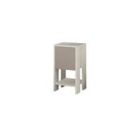 Toilinux - Table de chevet 1 porte - L.30 cm - Blanc et Taupe - Ema Taupe G