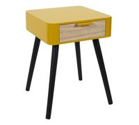 Home Deco Factory – Table de chevet – 1 tiroir – bois – jaune