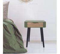 Table de Chevet 1 Tiroir ""Bois"" 48cm Vert Kaki