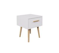 Toilinux - Table de Chevet 1 tiroir EDWING - 40 x 40 x 50 cm - Blanc et Marron - Rangement pour Chambre à Coucher, Salon - Edwing Blanc G