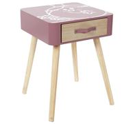 Table de chevet 1 tiroir en bois MONSIEUR MADAME série MME PRINCESSE rose