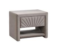 Table de chevet - 1 tiroir et 1 niche - Velours - Beige - ULAMI