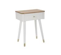 Table de Chevet 1 Tiroir "Matera" 62cm Blanc & Naturel