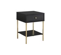 Table de chevet 1 tiroir - MDF et métal - Noir et doré - MILAVIA de