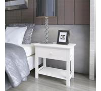 Table de chevet - vidaXL - 2 pcs - Bois - Blanc - 1 tiroir - Montage facile