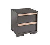 Table de chevet 2 tiroirs bois hêtre gris anthracite London