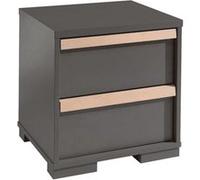 Table de chevet 2 tiroirs bois hêtre gris anthracite London Gris G
