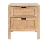Table de chevet 2 tiroirs en bois de manguier et cannage - Félix - Rendez-Vous Déco
