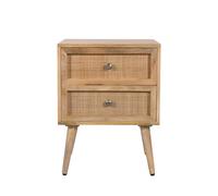 Table de chevet 2 tiroirs en cannage et bois de manguier - Cody - Maison Pavane