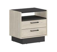 Vente-unique - Table de Chevet 2 tiroirs et 1 Niche - Coloris : Naturel et Anthracite - Leandre