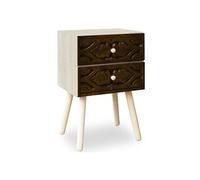 Menzzo Table de Chevet Catana 2 tiroirs Marron