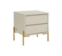 Table de chevet 2 tiroirs - MDF et métal - Beige et doré - KORASA de