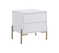 Table de chevet 2 tiroirs - MDF et métal - Blanc laqué et doré - KORASA de Pascal Morabito Blanc https://www.fnac.com/mp48132467/Table-de-chevet-2-tiroirs-MDF-et-Metal-Blanc-laque-et-dore-KORASA/w-4?oref=c2008082-86a7-5bc7-dcf5-008caf4ffd9e