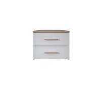 Demeyere Table de chevet Selena scandinave 2 tiroirs Blanc Perle chêne brossé 50 x 42 x 40 cm