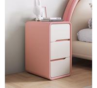 Table de chevet 3 tiroirs en bois crème, style minimaliste moderne, petite armoire de rangement pour chambre à coucher, table d'appoint rose, 35 x 40 x 50 cm