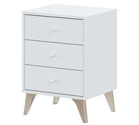 Table de Chevet 3 tiroirs, Table de Chevet, Modèle Sweet, Couleur Blanc Artik, Dimensions : 40 cm (Largeur) x 33,5 cm (Profondeur) x 56 cm (Hauteur)